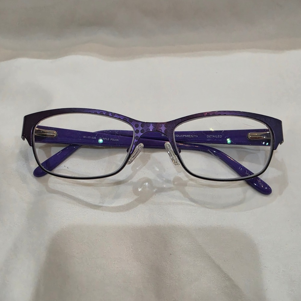 B.U.M. Equipment Eyeglasses Women 51-17-135 Purple Polka Excellent Detailed